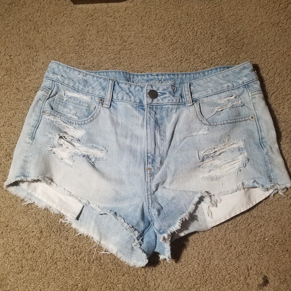 American eagle distressed high rise shorts